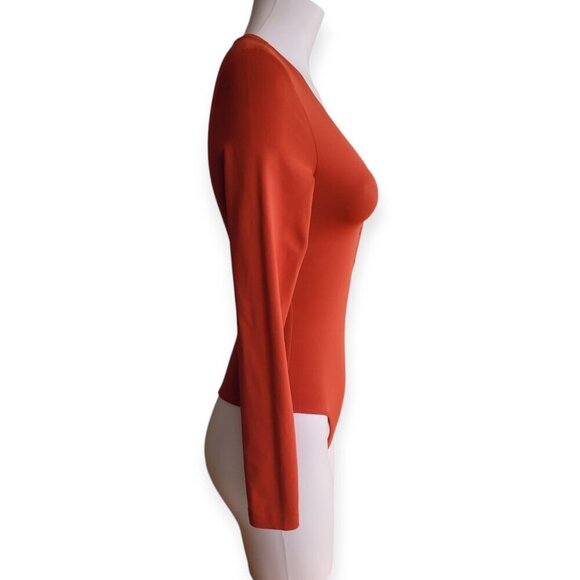 Aritzia Babaton Contour Orange Henley Bodysuit Size S - Picture 4 of 10